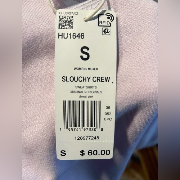 Adidas Almost Pink Slouchy Crew Women’s Size Small NWT - Picture 5 of 5